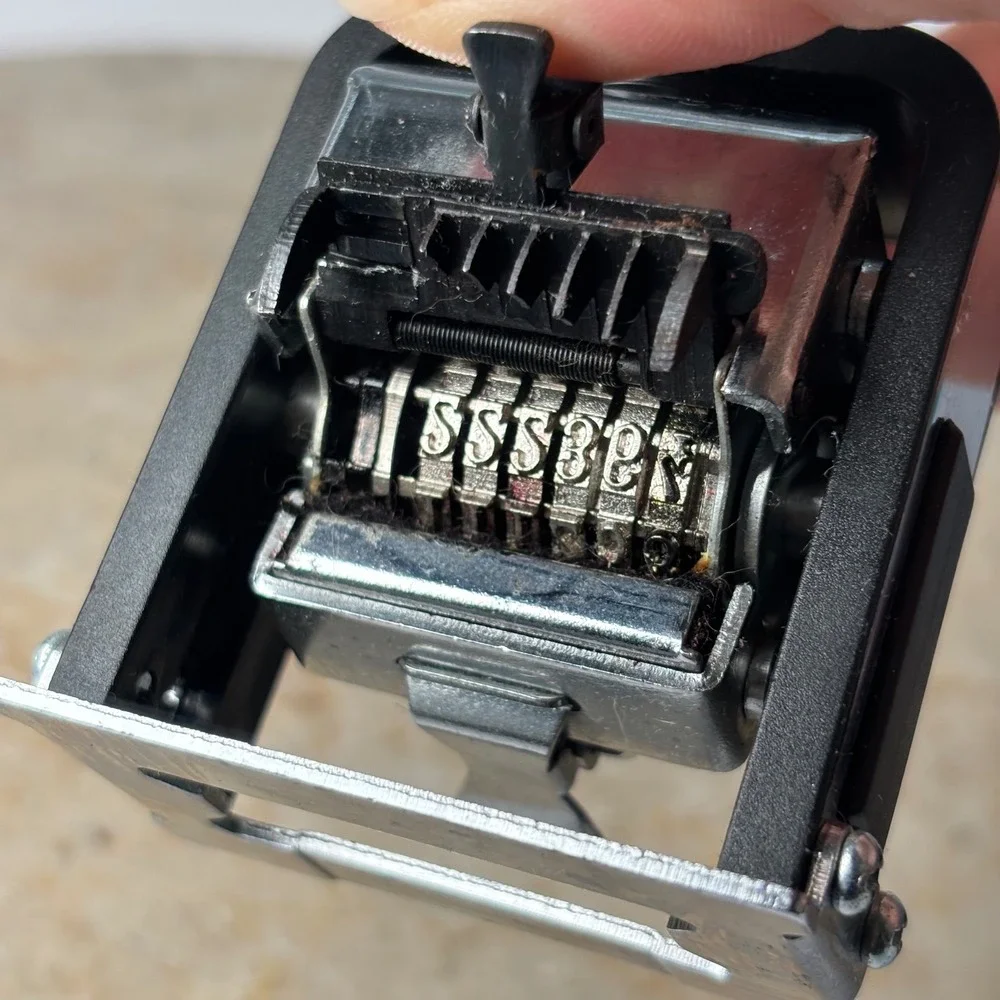 Cosco Automatic Numbering Machine Stamp 6‎ Wheel Metal Silver Black Office